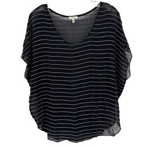 JOIE Blouse Women’s Small Chain Detailing Sheer Black Short Sleeve Flowy…